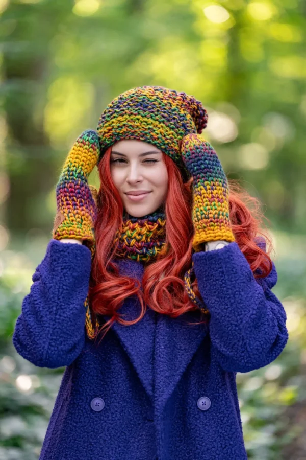 Czapka MERINO 100% Neverland "Kolory" + podszewka BAWEŁNA