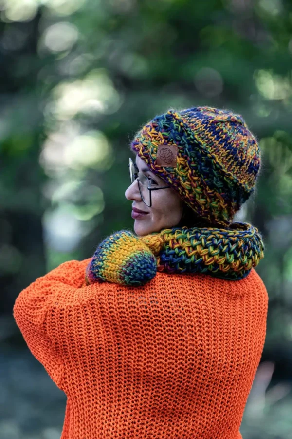 Czapka MERINO 100% Hope "Kolory" + podszewka BAWEŁNA