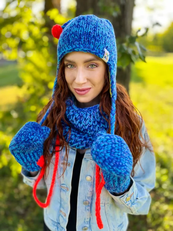 Mały komin MERINO 100% "Niebieskości"