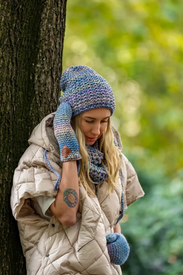Czapka MERINO 100% Neverland "Pastele" + podszewka BAWEŁNA