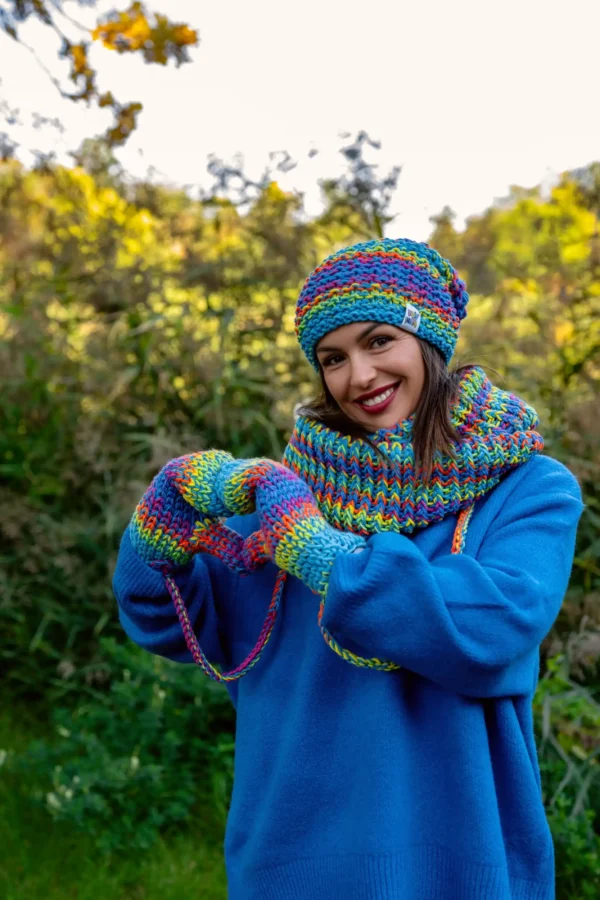 Rękawiczki MERINO 50% "Tęcza Błękit"