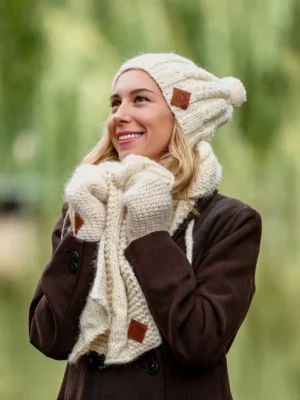 Czapka MERINO Smile “Beżowy ecru” + podszewka JEDWAB
